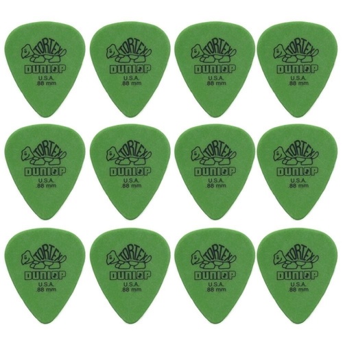 12 x Dunlop Tortex Standard 0.88mm Green Guitar Picks