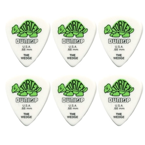 6 x Jim Dunlop Tortex Wedge 0.88mm Guitar Picks 424R USA Basic Pack