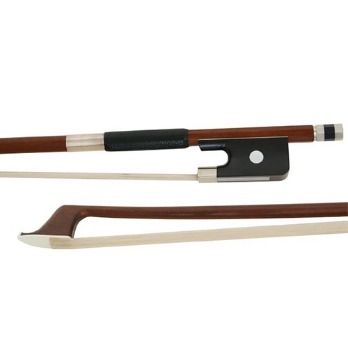 Paul Brazilwood Viola Bow - Intermediate Student, Round Stick, Ebony Frog, Nickel Wire Grip, Made in Germany