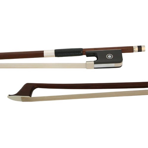 Paul Brazilwood Round Cello Bow 3/4 - Full Mounted Ebony Frog, Parisian Eye, Nickel Wire Grip, Made in Germany