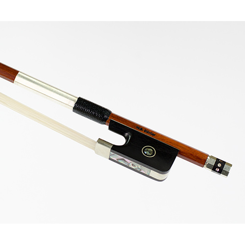 W.E. Dorfler Masterbow Cello Bow - Fine Pernambuco Octagonal, Ebony Frog, Parisian Eye, 3-Part Ebony Button with Inlaid Eyes