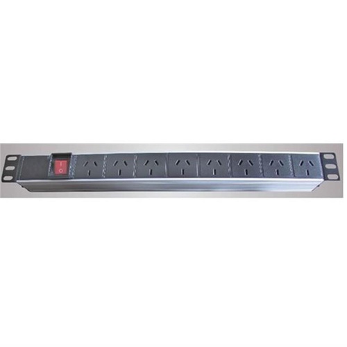 1RU Rackmount PDU 8 outlets On/off switch Aluminium Black shell 1.8mtr power cable Niveo