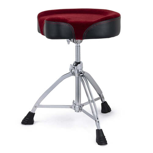 Mapex T865SER Drum Throne Stool 17inch Saddle 4inch Thick Double Braced w/ Red Cloth Top