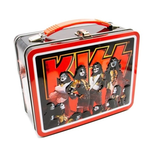 KISS Tin Lunch Box with Embossed Front, Sturdy Construction and Handle
