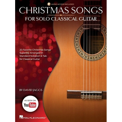 Christmas Songs for Solo Classical Guitar by David Jaggs - 20 Arrangements, Standard Notation & TAB, 88 Pages, Publisher: Hal Leonard