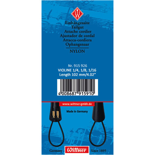 Wittner Nylon Tailpiece Hanger for Violin 1/4, 1/8, 1/16 - 102 mm Length