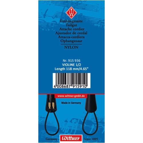 Wittner Nylon Tailpiece Hanger for 1/2 Size Violin, 118 mm Length