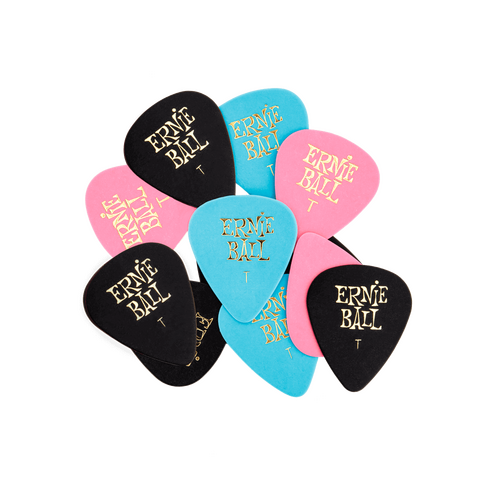 Ernie Ball Thin Assorted Color Cellulose Guitar Picks, 12-Piece