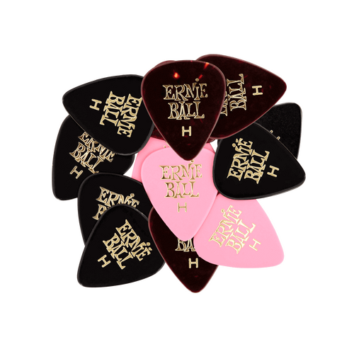 Ernie Ball 12-Piece Heavy Assorted Color Cellulose Guitar Picks Bag, 0.94mm Size