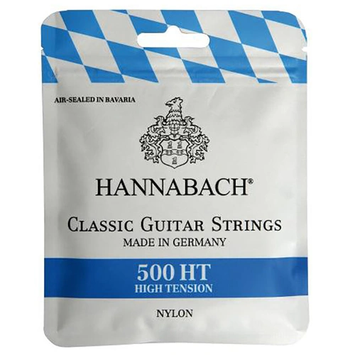 Hannabach Classical Guitar Strings Set 500 - High Tension, Handmade in Germany, Nylon Basses, High-Precision Trebles, Eco-Friendly Packaging