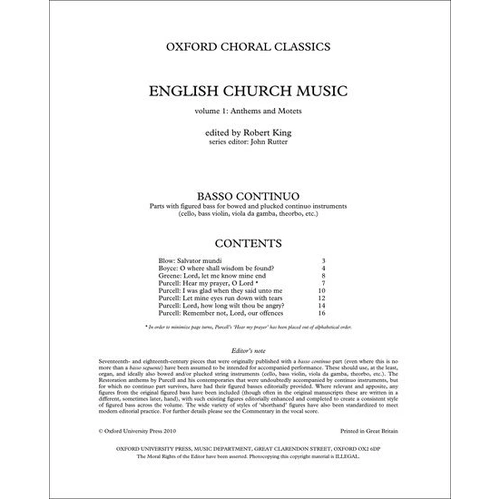 English Church Music Volume 1: Anthems and Motets for Choral - Oxford University Press, 16 Pages