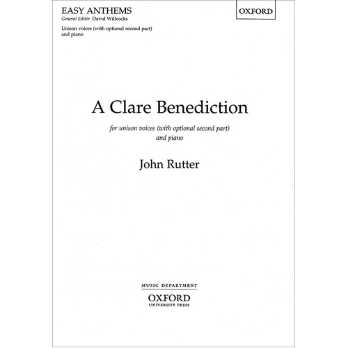 Clare Benediction Unison/2 Part Organ Choral Sheet Music