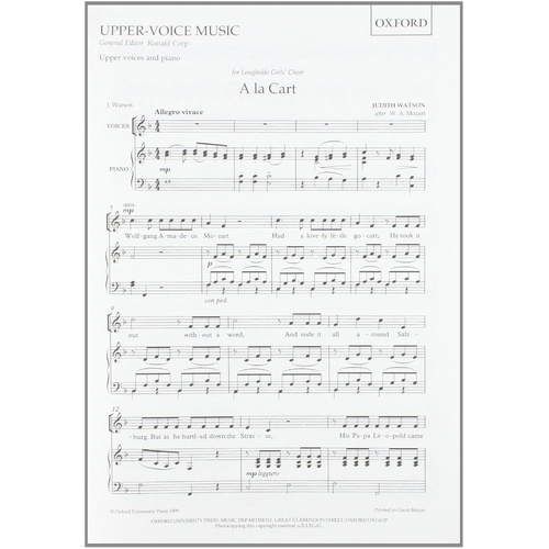 A La Cart Upper Voices Sheet Music for Piano