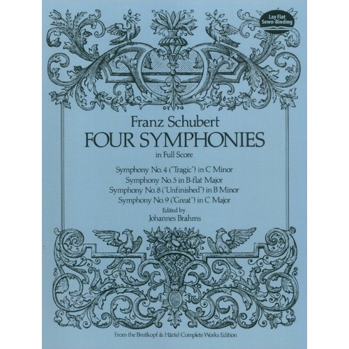 Schubert - 4 Symphonies Full Score, Edited by Brahms, Dover Publications, 272 Pages