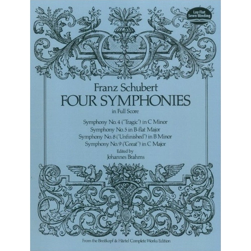 Schubert - 4 Symphonies Full Score, Edited by Brahms, Dover Publications, 272 Pages