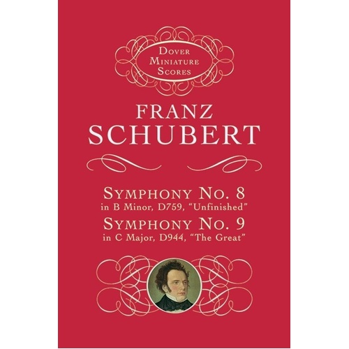Schubert - Symphonies Nos. 8 & 9 Study Score, Dover Publications, 160 pages