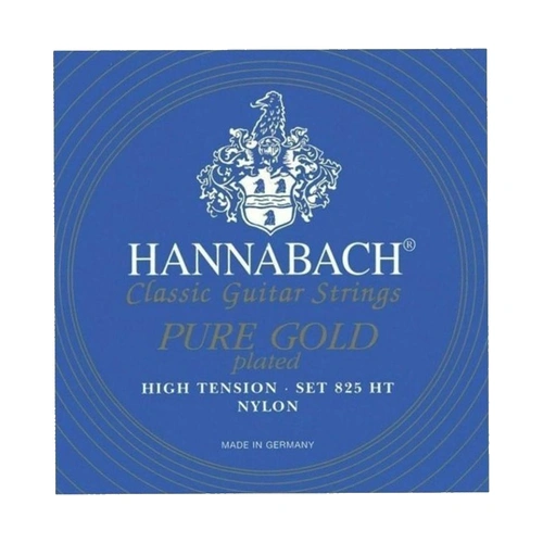 Hannabach 825HT Pure Gold Classical Guitar Strings - High Tension, 24K Gold Plated Basses, Nylon Trebles, 65cm Scale Length