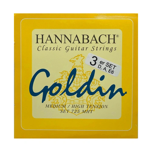 Hannabach 725 Goldin Wound Bass Strings for Classical Guitar (EAD) - Medium/High Tension, 100% Nickel and Cadmium Free