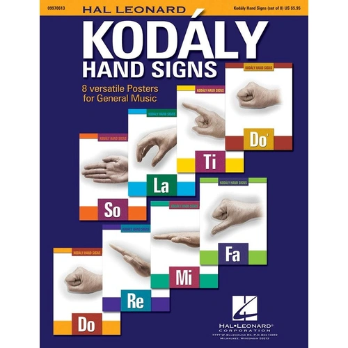 Kodaly Hand Signs Set of 8 Laminated Posters by Hal Leonard