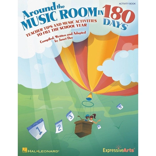 Around the Music Room in 180 Days Activity Book by Hal Leonard, 64 Pages, Games for Classroom & Education