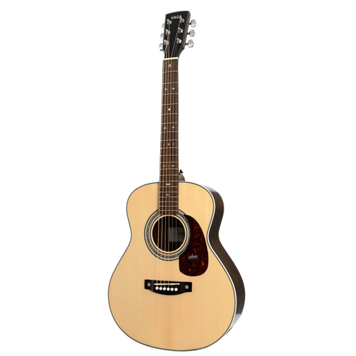 Saga A1 Mini All Solid Acoustic Guitar Natural 3/4 Grand Orchestra with Soft Case