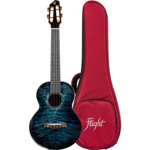 Flight A10QM Aqua Blue 10th Anniversary Tenor Ukulele with Deluxe Gig Bag