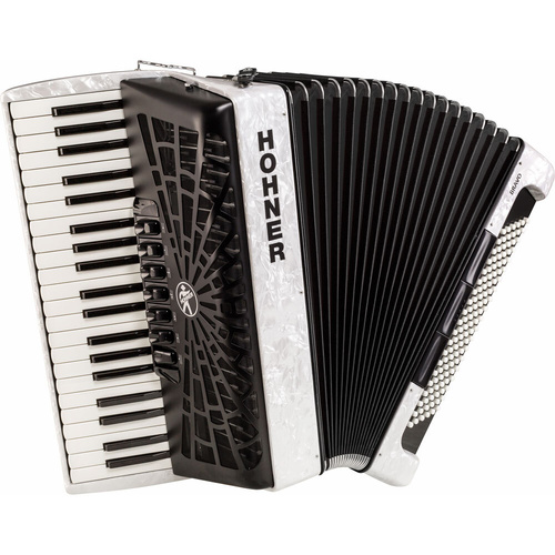 Hohner Bravo III 120 Bass Chromatic Accordion White Pearl