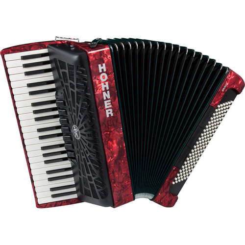 Hohner Bravo III 120 Bass Chromatic Accordion Red Pearl