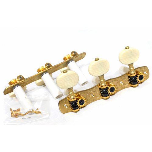 Gotoh 35G1800 Classical Guitar Tuning Machines 3+3 Solid Brass Finish