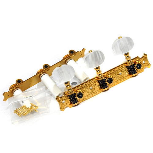 Gotoh 35G620 Classical Guitar Tuning Machines on Decorative Plate in Gold Finish (3+3)