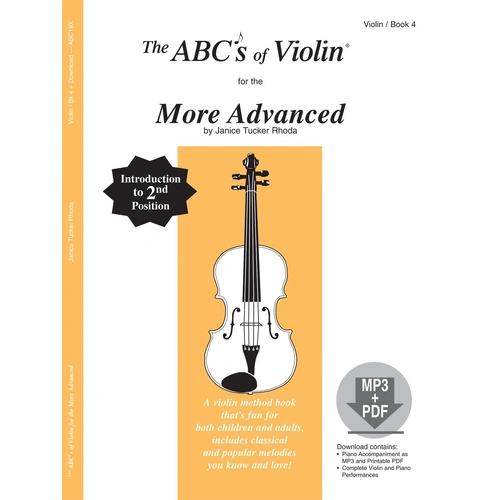 The ABC's of Violin for the More Advanced Book 4 - Violin/MP3 & PDF Download by Janice Tucker Rhoda Fischer ABC19X