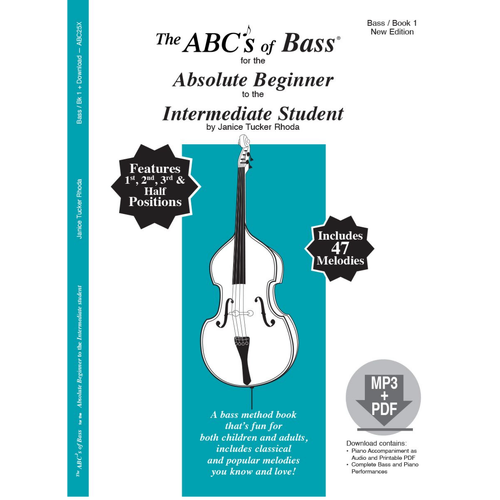 The ABC's of Bass for Beginners to Intermediate - Double Bass Book 1 with MP3 & PDF Download by Tucker Rhoda Fischer ABC25X