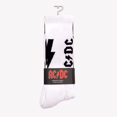 AC/DC "Lightning Strikes" Large Crew Socks - White (1-Pair)