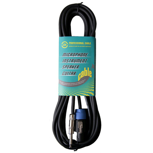 Leem 10ft Speaker Cable with Speakon Female Connector and 1/4" Straight TS, 12 AWG Wire Gauge