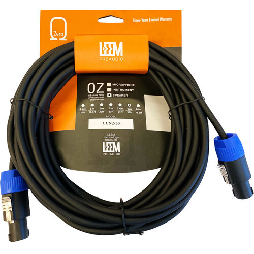 Leem 30ft Speaker Cable with Speakon Female Connectors, 12 AWG, CNL-4, 2 Pole