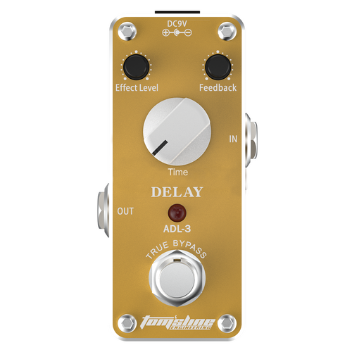 Toms Line ADL-3 Digital Delay Pedal with True Bypass, Aluminium Case, 50ms-400ms Delay Time, 9V Power Input, Slip Resistant Bottom