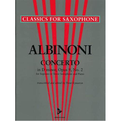 Albinoni - Concerto D Min Op 9 No 2 Sop Or Tenor Saxophone/Piano (Softcover Book)