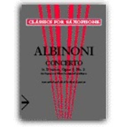 Albinoni - Concerto D Min Op 9 No 2 Alto Or Bar Sax/Piano (Softcover Book)