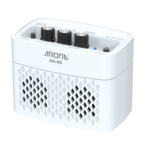 Aroma AG05WH 5W Electric Guitar Portable Amplifier with Bluetooth - White