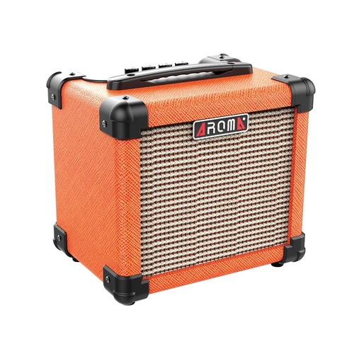 Aroma AG10OR 10W Electric Guitar Amplifier, Portable, Orange, Battery/DC Power