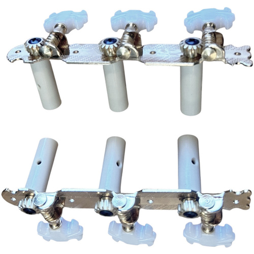 Maxtone Classical Guitar Tuning Machines Gold Finish 3+3 with White Buttons