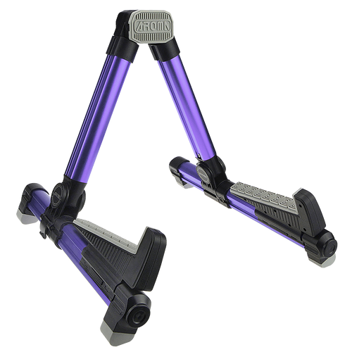 Aroma AGS08 Folding Purple Guitar Stand - Lightweight Aluminium, Silicone Pads, Fits Acoustic & Electric Guitars, Dimensions 270mm H x 310mm L