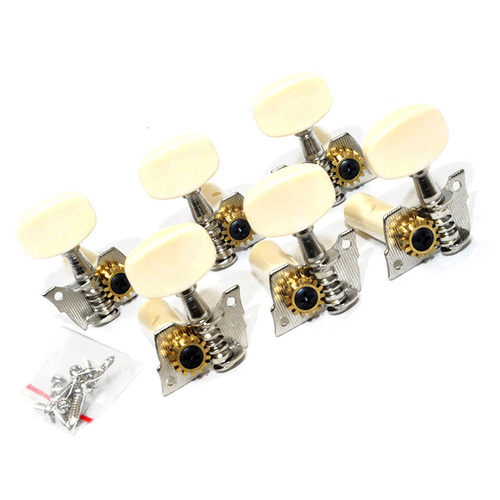 GT LA Series Classical Guitar Tuning Machines Nickel Finish 3+3 White Buttons