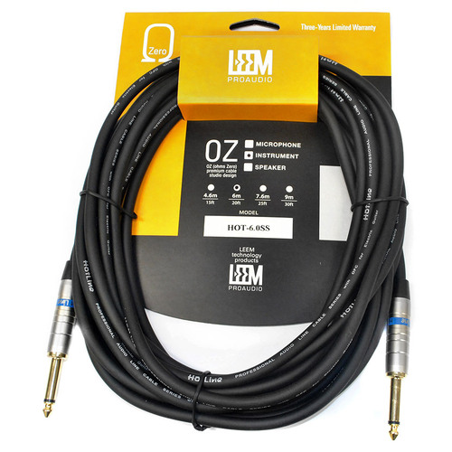 Leem 20ft Hotline Instrument Cable with Gold Plated 1/4" Straight Plugs
