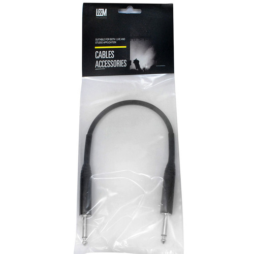 Leem 1ft Heatshrink Instrument Cable with 1/4" Straight Plugs and Nickel Plated Connectors