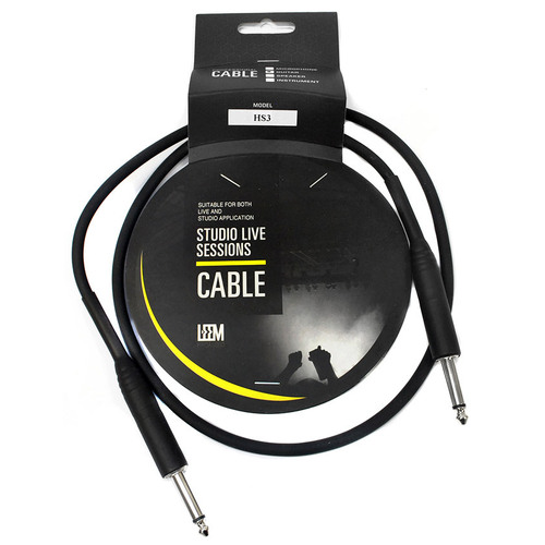 Leem 3ft Heatshrink Instrument Cable with Nickel Plated 1/4" Straight Plugs