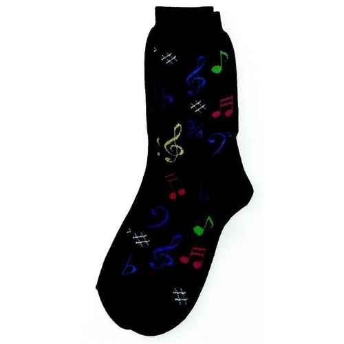 Multi Notes Black Women's Socks