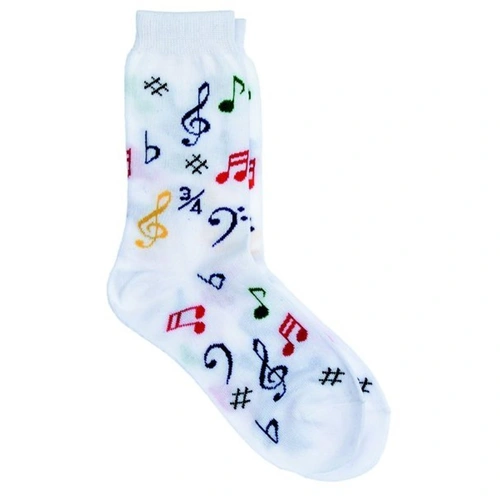 Multi Notes White Women's Socks