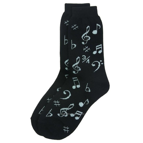 Socks Notes Black And Silver Womens