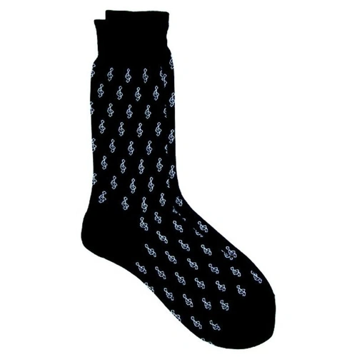 Socks Mini Treble Clef White on Black for Men